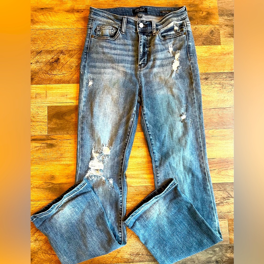 Judy Blue Distressed Boot Cut Women Jeans- 7/28